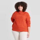 Women's Plus Size Mock Turtleneck Pullover Sweater - Universal Thread Red