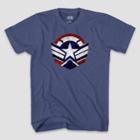 Men's Marvel Falcon Shield Short Sleeve Graphic T-shirt - Heather Blue