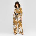 Women's Plus Size Floral Print Long Sleeve Crew Neck Jumpsuit - Who What Wear Brown 4x, Brown Floral