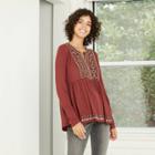 Women's Long Sleeve Knit Top - Knox Rose Rust