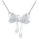 Target Diamond Accent Round White Diamond Prong Set Bow Necklace In Sterling Silver (18 Ij-i2-i3), Girl's