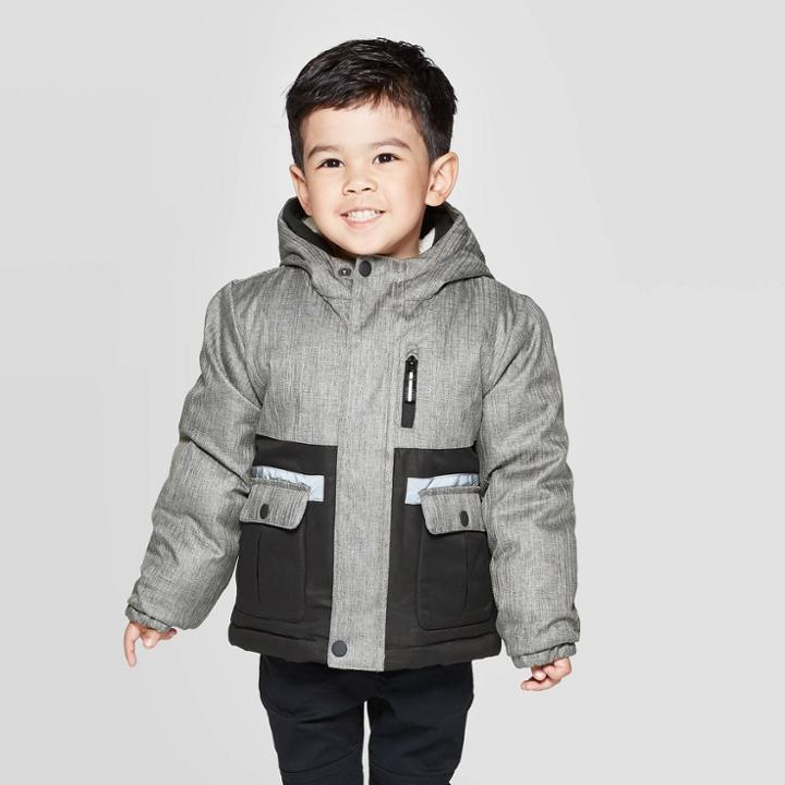 Toddler Boys' Pieced Tech Puffer Jacket - Cat & Jack Black