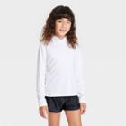 Girls' Hooded Long Sleeve Rash Guard Swim Top - Cat & Jack White