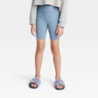 Girls' V-waist Bike Shorts - Art Class Blue