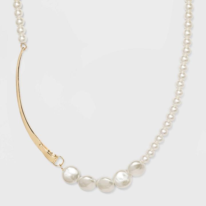 Target Glass Beaded Necklace - A New Day Pearl/gold