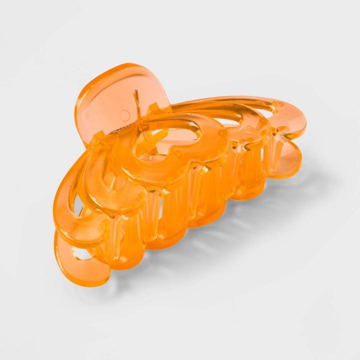 Heart Cutout Jelly Claw Hair Clip - Wild Fable Orange