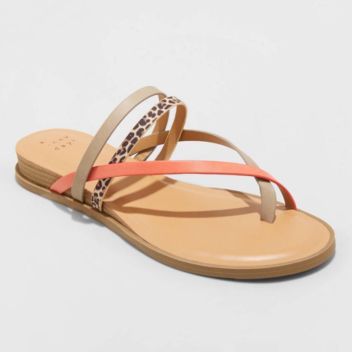 Women's Jasmine Strappy Sliver Wedge Sandals - A New Day Coral