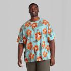 Men's Tall Floral Print Regular Fit Short Sleeve Crewneck T-shirt - Original Use Blue/floral
