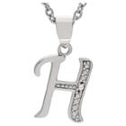 Journee Collection 1/10 Ct. T.w. Round-cut Diamond Letter Pave Set Pendant Necklace In Sterling Silver - Silver, H (18), Girl's, Silver