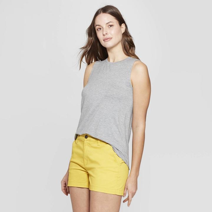 Women's Sleeveless Crew Neck Tank Top - A New Day Heather Gray