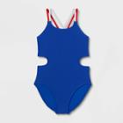 Girls' Pucker One Piece Swimsuit - Art Class Blue