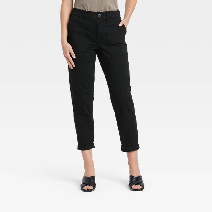 Women's High-rise Utility Ankle Pants - A New Day Black