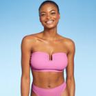 Juniors' Textured U-wire Bandeau Bikini Top - Xhilaration Pink D/dd Cup