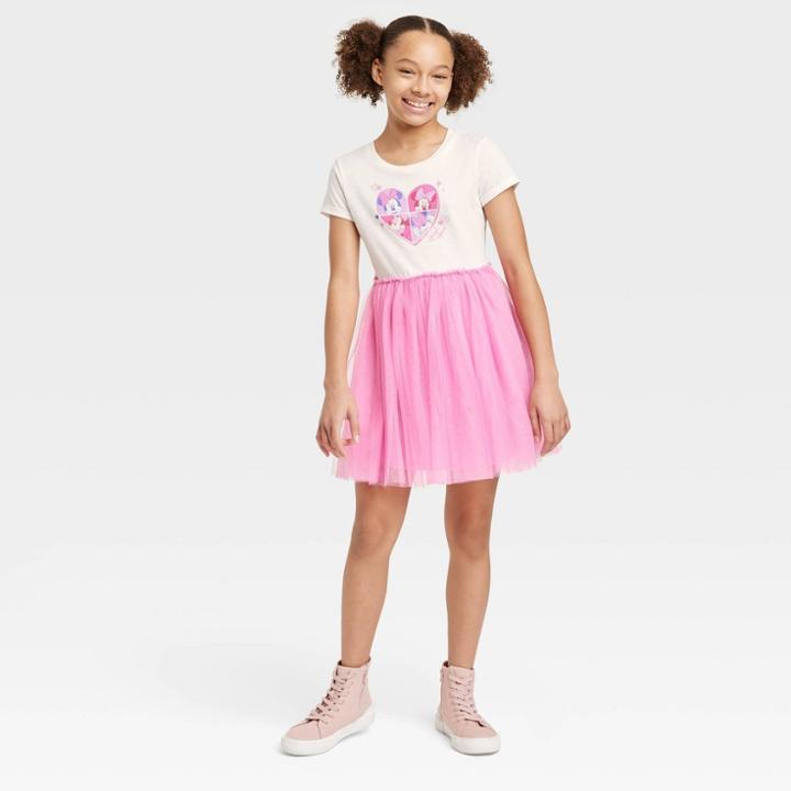 Girls' Minnie Mouse Heart Valentine's Day Dress - White