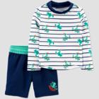Toddler Boys' Frog Stripe Swim Rash Guard Set - Just One You Made By Carter's Blue 12m, Toddler Boy's