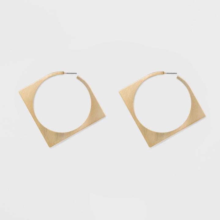 Target Women's Natasha Accessories Gold Plated Square Inner Circle Earring - Gold (2.5),