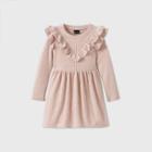 Toddler Girls' Ruffle Ribbed Long Sleeve Dress - Art Class Pink