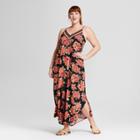 Women's Plus Size Floral Print Maxi Jumpsuit - Xhilaration Black X