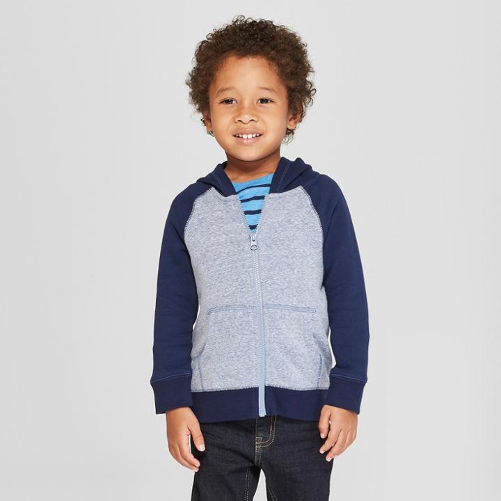 Toddler Boys' Fleece Zip-up Hoodie - Cat & Jack Navy