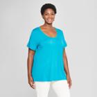 Women's Plus Size Perfect Short Sleeve T-shirt - Ava & Viv Turquoise