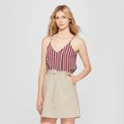 Women's Striped Crepe Cami - A New Day Burgundy