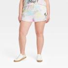Grayson Threads Women's Plus Size Salty State Of Mind Graphic Jogger Shorts - White Tie-dye