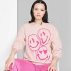 Women's Oversized Dad Sweatshirt - Wild Fable Blush Smiley Face