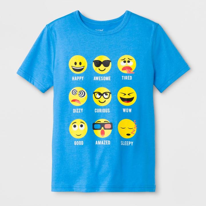 Boys' Adaptive Short Sleeve Emojis Graphic T-shirt - Cat & Jack Blue