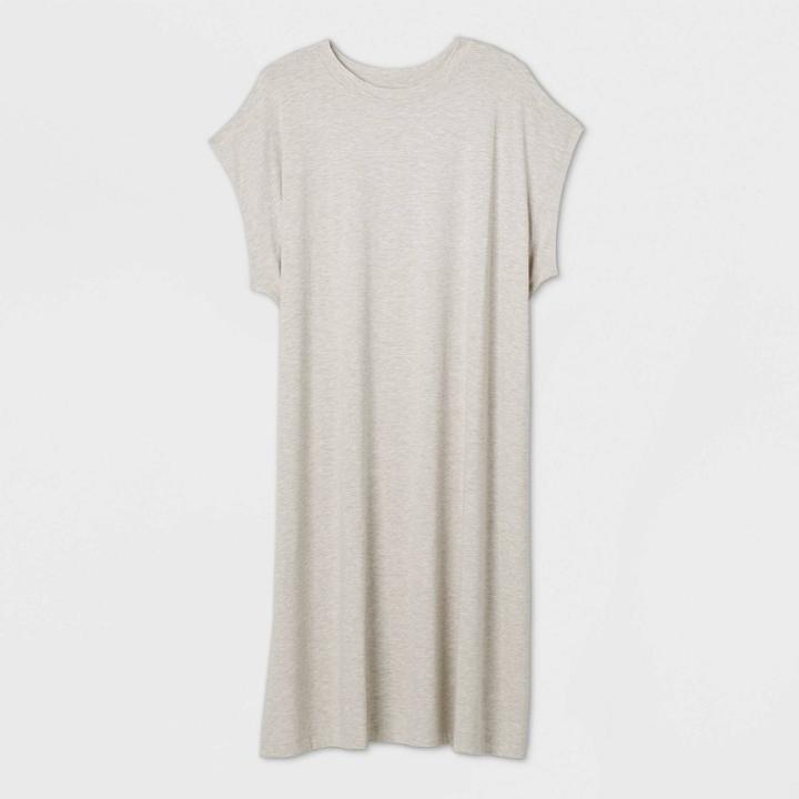 Women's Plus Size Dolman Short Sleeve Dress - Prologue Heather Cream