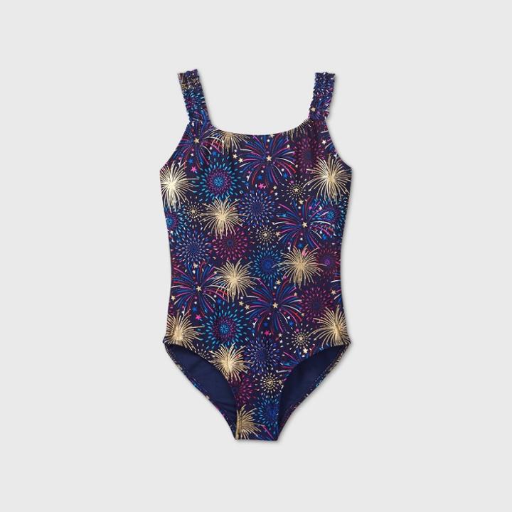 Girls' Firework One Piece Swimsuit - Cat & Jack Navy