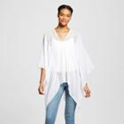 Sylvia Alexander V-neck Poncho With Tassels - White, Women's