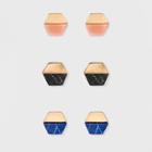 Target Hexagon Studs With Stone Trio Earring Set - Universal Thread, Black