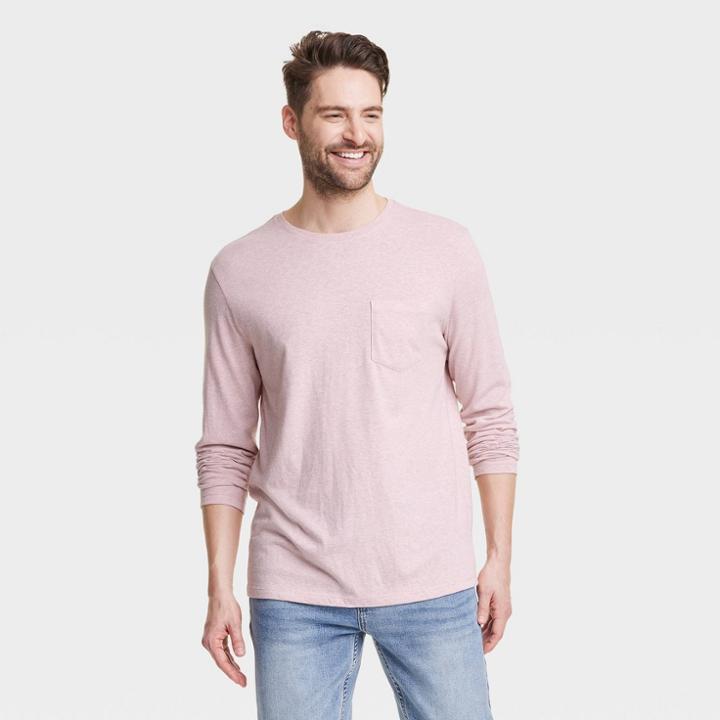 Men's Standard Fit Long Sleeve T-shirt - Goodfellow & Co Pink