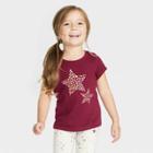 Toddler Girls' Star Short Sleeve Shirt - Cat & Jack Burgundy