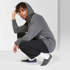Men's Casual Fit Long Sleeve French Terry Raw Edge Raglan Hooded Sweatshirt - Original Use Charcoal