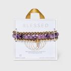 Beloved + Inspired Gold Granite With Cross Trio Stretch Bead Bracelet