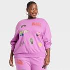 No Brand Black History Month Women's Plus Size Multi Art Pullover Sweatshirt - Purple Rainbow