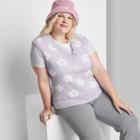 Women's Plus Size V-neck Printed Sweater Vest - Wild Fable Lavender Floral 1x, Purple Floral