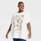 Grayson Threads Women's Plus Size Botanical Short Sleeve Oversized Graphic T-shirt - White