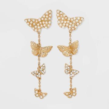 Sugarfix By Baublebar Pearl Butterfly Statement Earrings - Gold
