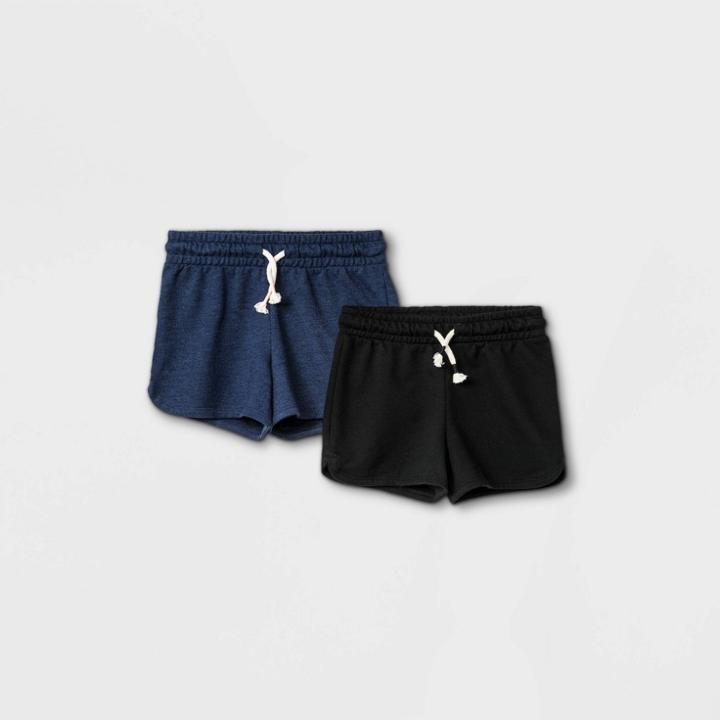Girls' 2pk Knit Pull-on Shorts - Cat & Jack Heather Navy/black