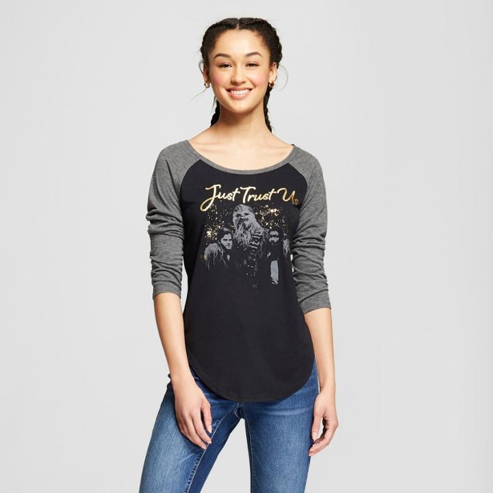 Women's Star Wars Short Sleeve Just Trust Us Raglan Graphic T-shirt (juniors') Charcoal