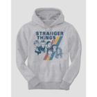 Men's Stranger Things Long Sleeve Vintage Hooded Sweatshirt - Grey Heather