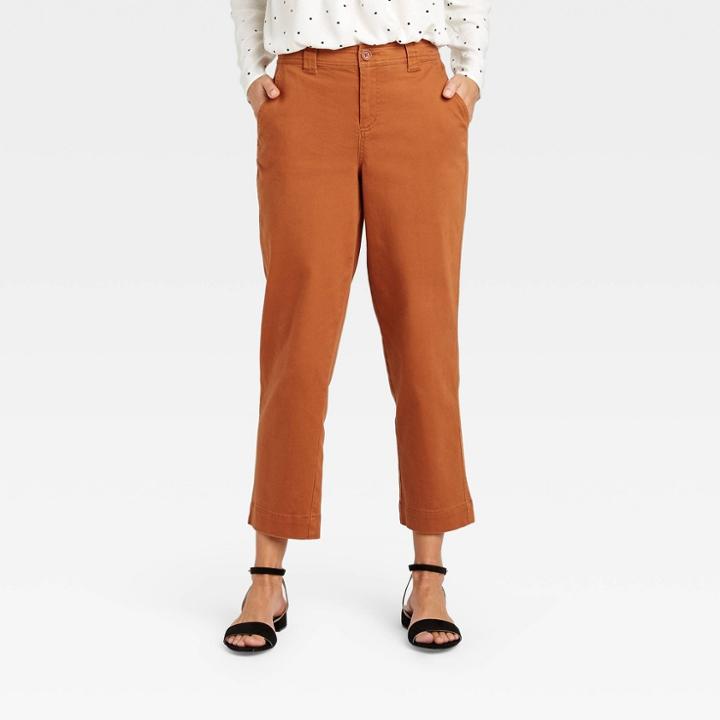Women's High-rise Straight Leg Ankle Pants - A New Day Brown
