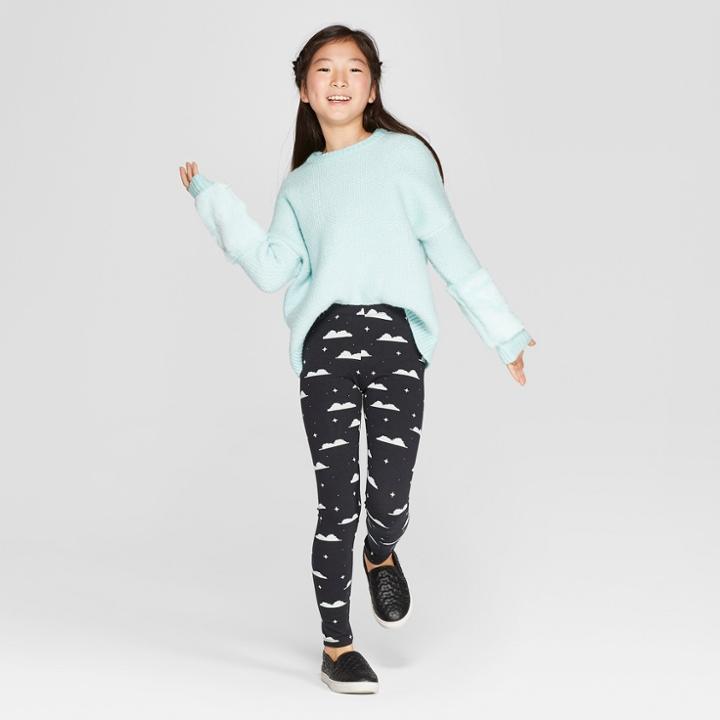 Girls' Favorite Clouds Print Leggings - Cat & Jack Black