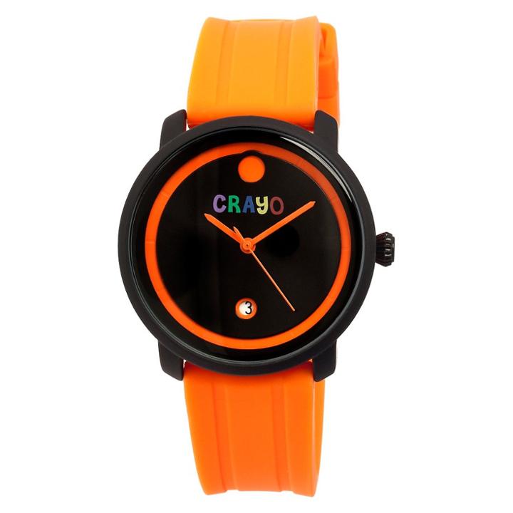 Women's Crayo Fresh Watch With Hinged Rubber Strap - Orange/black