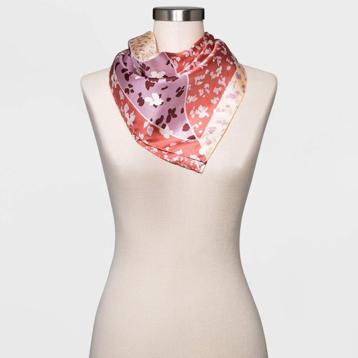 Women's Botanical Print Silk Scarf - A New Day Pink