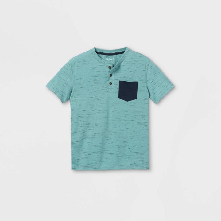 Boys' Short Sleeve Henley Shirt - Cat & Jack Teal/navy