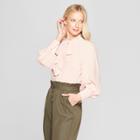 Women's Long Sleeve Tie Neck Drapey Blouse - Who What Wear Pink