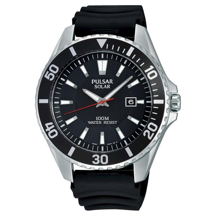 Men's Pulsar Solar Sport Watch - Black / Silver - Px3037